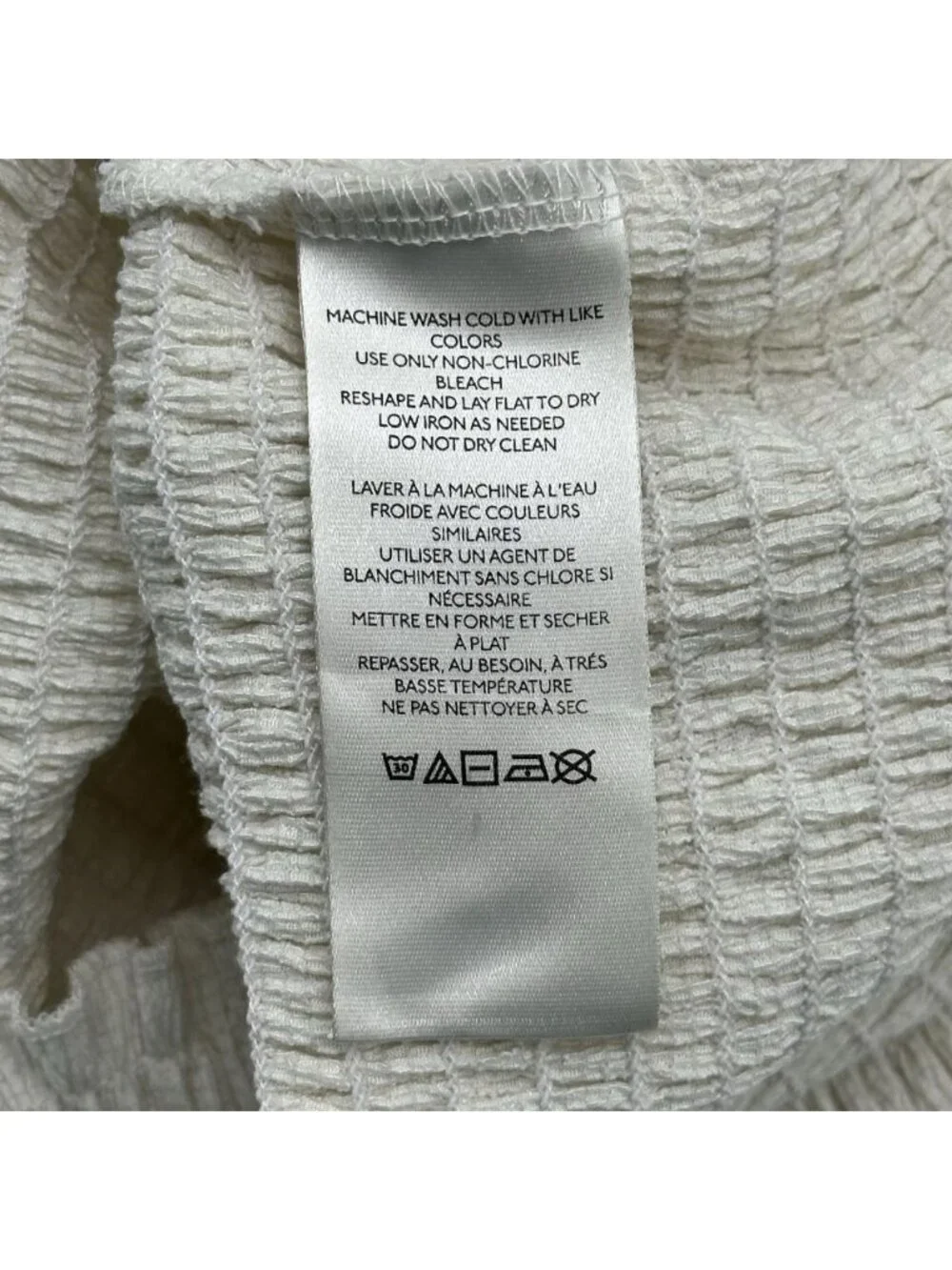 By Anthropologie Women's Size XL Ivory Cream Smocked Long Puff Sleeve Blouse Top